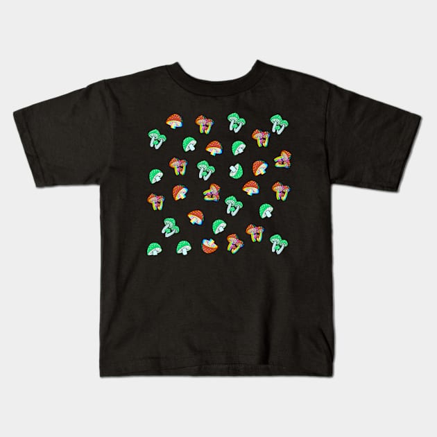 Trippy mushrooms Kids T-Shirt by Eren